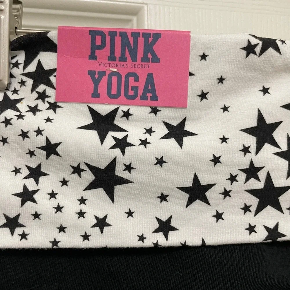 Victorias Secret PINK Foldover Capri Leggings Black White NWT Y2K Stars‎ XS 2012
